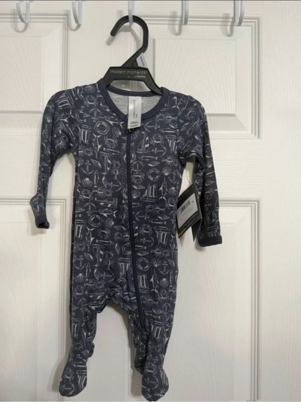 Unbranded Navy Nautical-Print Footed One-Piece for Babies